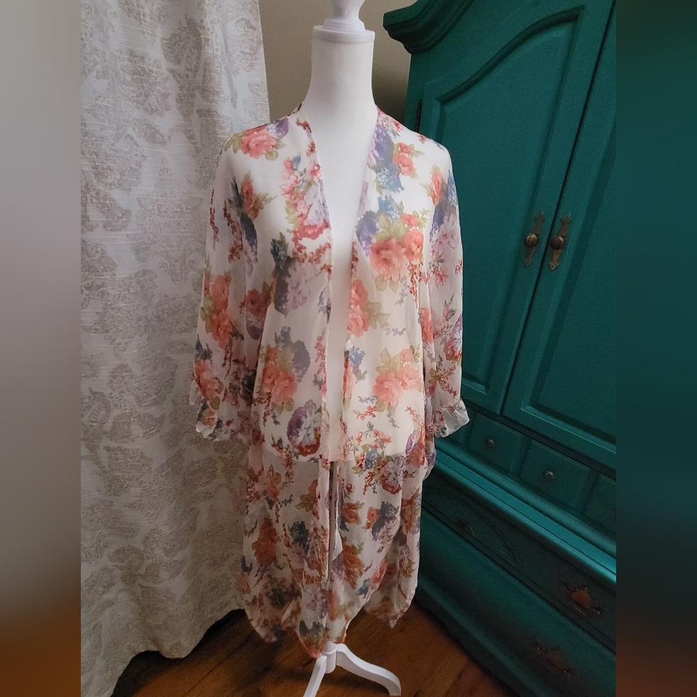 Betsy Johnson Floral Sheer Kimono
